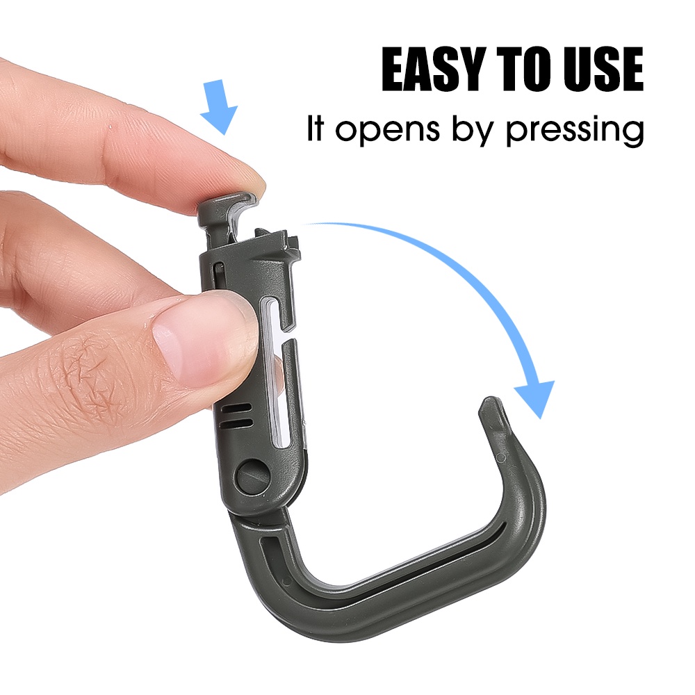 Plasctic Shackle Carabiner D-ring Klip Snap lock Camp Shackle Bag Tactical D-lock Gantungan Hook Multifungsi Outdoor Portable Alat Gesper Gunung