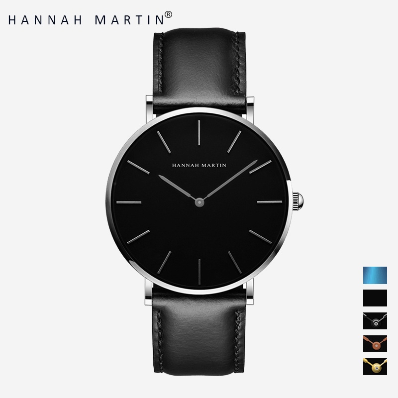 HANNAH MARTIN Jam Tangan Pria 100% Original Keren Sangat tipis Quartz COWOK Couple Kulit Anti Air Men Watch COD Laki Arloji Men Watch murah CH03+-CH02-YH
