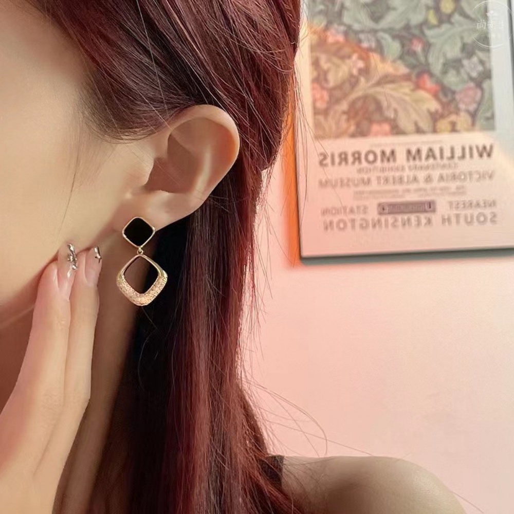 Deartiara Anting Berlian Mewah Ringan Dengan Berlian, Gaya Feminim, Anting Geometris Sederhana, Earstuds Persegi Retro