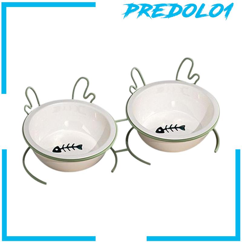 [Predolo1] Mangkuk Makanan Kucing Feeder Waterer Untuk Kucing Indoor Removable Raised Pet Water Bowl