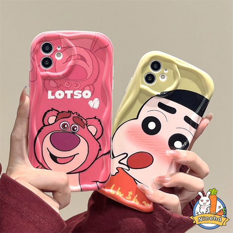 IPHONE Casing Kompatibel Untuk Iphone14 13 12 11 Pro Max X Xr Xs Max8 7 6 6s Plus SE 2020 Strawberry Bear Pasangan Lucu Casing Ponsel Perlindungan Lensa Penuh Shockproof Silikon Soft Case Cover