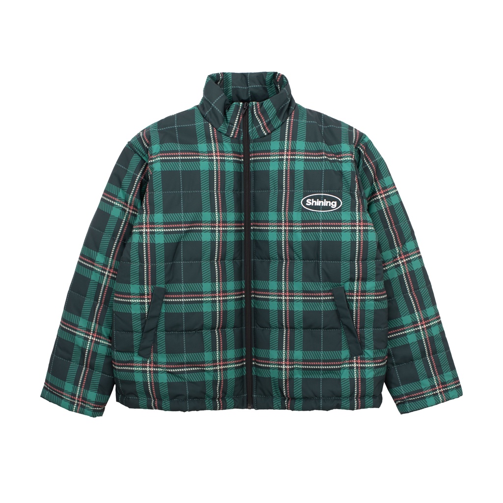 Shining Bright Jaket Puffer Gorpcore Tartan - Hijau