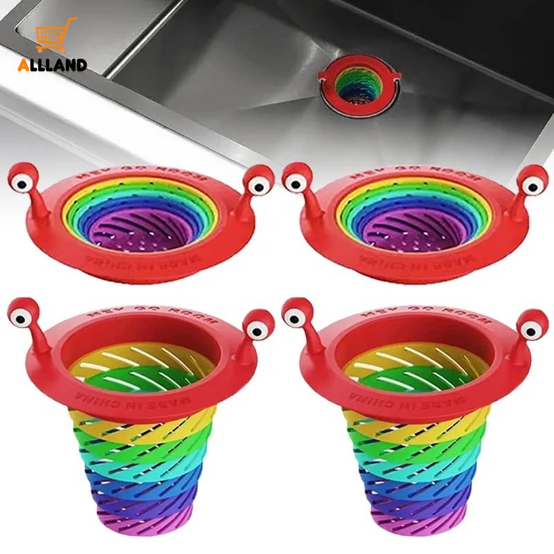 Floor Drain Little Monster Warna Pelangi/Stopper Penangkap Sisa Makanan Wastafel Dapur Kamar Mandi Lipat