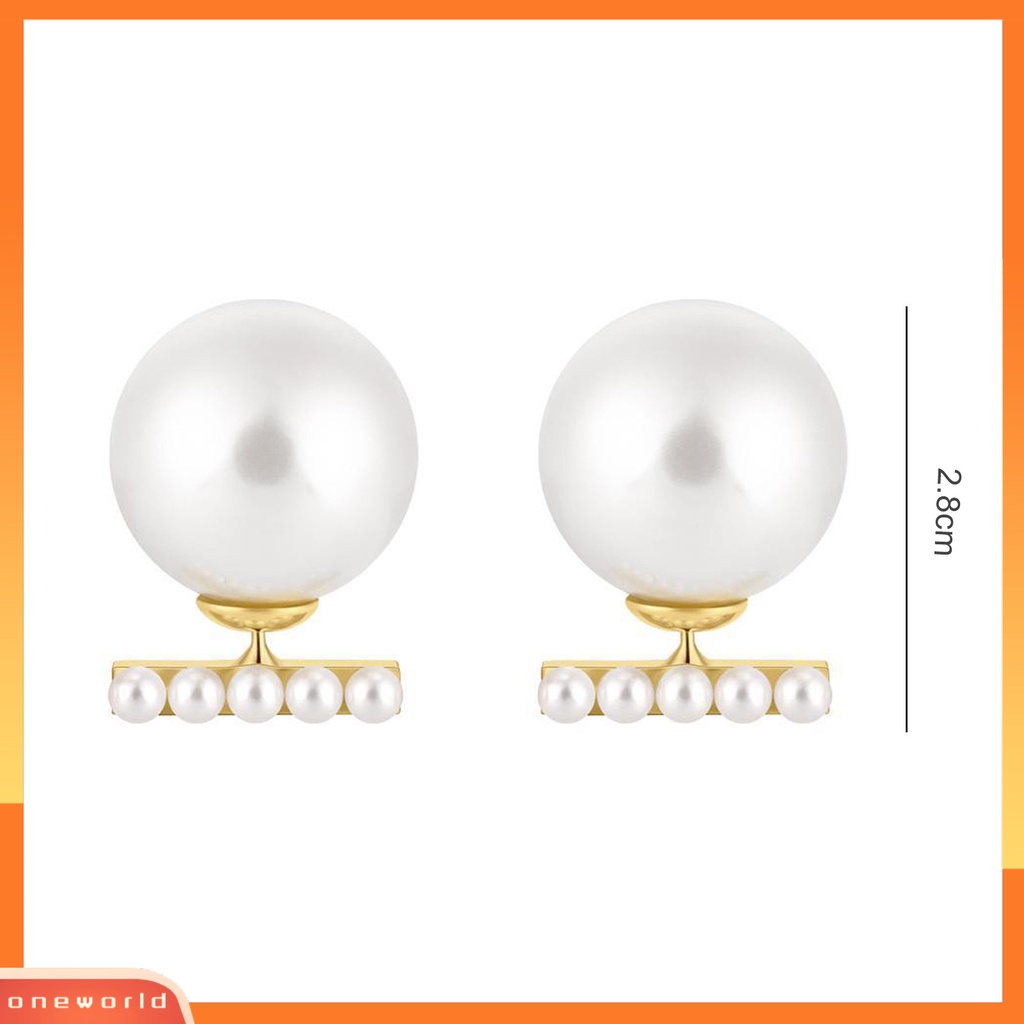 [EONE] 1pasang Anting Wanita Tanpa Sakit Memakai Dekorasi High Gloss Hypoallergenic Faux Pearl Stud Earrings Fashion Jewelry