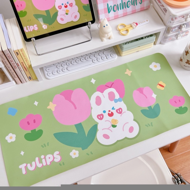 Little Bear Rabbit Desk Mat Kartun Kulit Alas Meja Tulis Meja PVC Mat Tahan Air Non Slip Alas Tikus