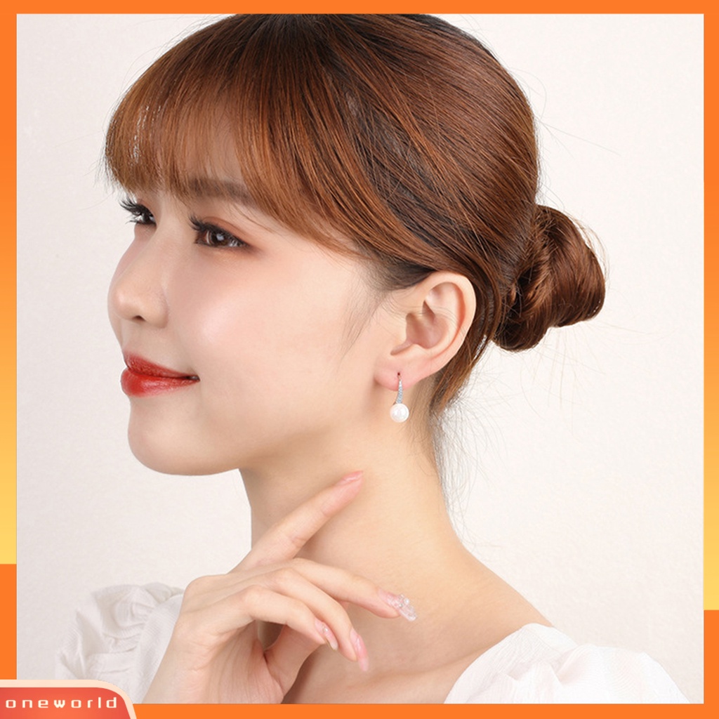 [EONE] Drop Earrings Polishing Cubic Zirconia Temperamen Dress Up Mutiara Imitasi Berlian Imitasi Wanita Earrings Aksesoris Pakaian