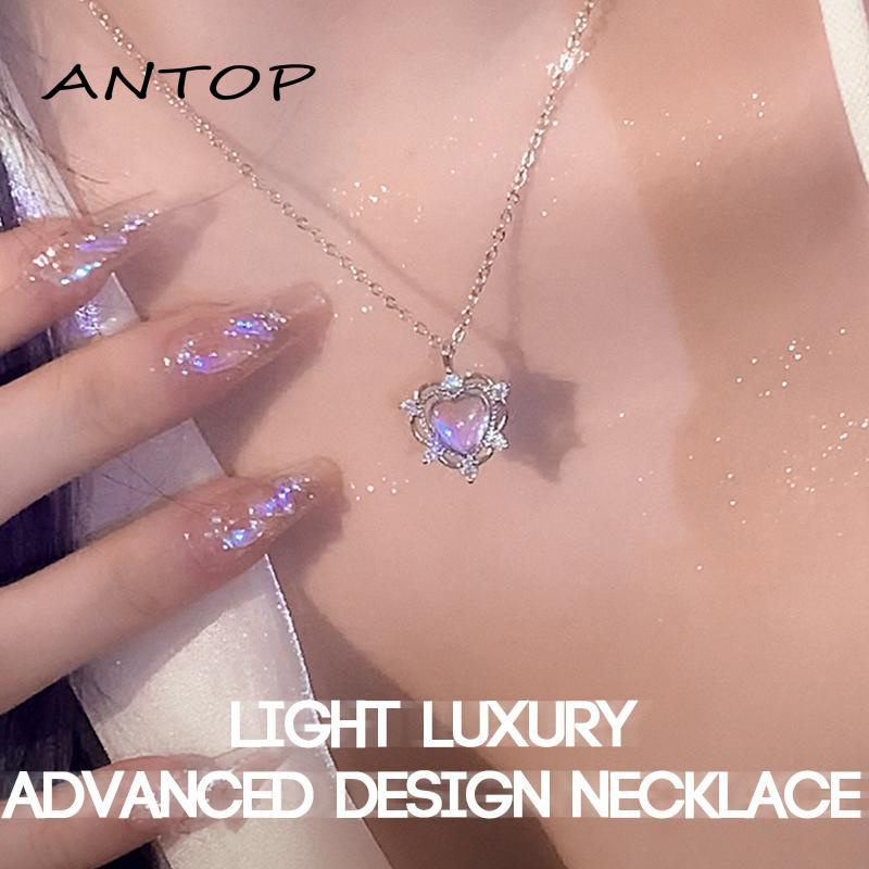 [antop] Wanita Musim Panas Cahaya Mewah Desain Canggih Rasa Cinta Ajaib Kalung Tulang Selangka Rantai Kalung