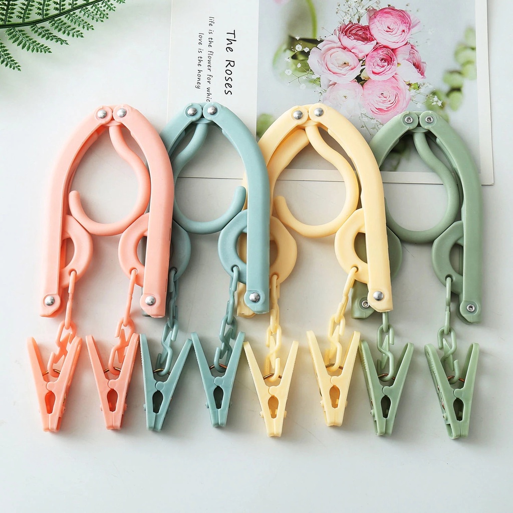 Gantungan Baju Plastik Multifungsi/Travel Hemat Ruang Foldable Hanger