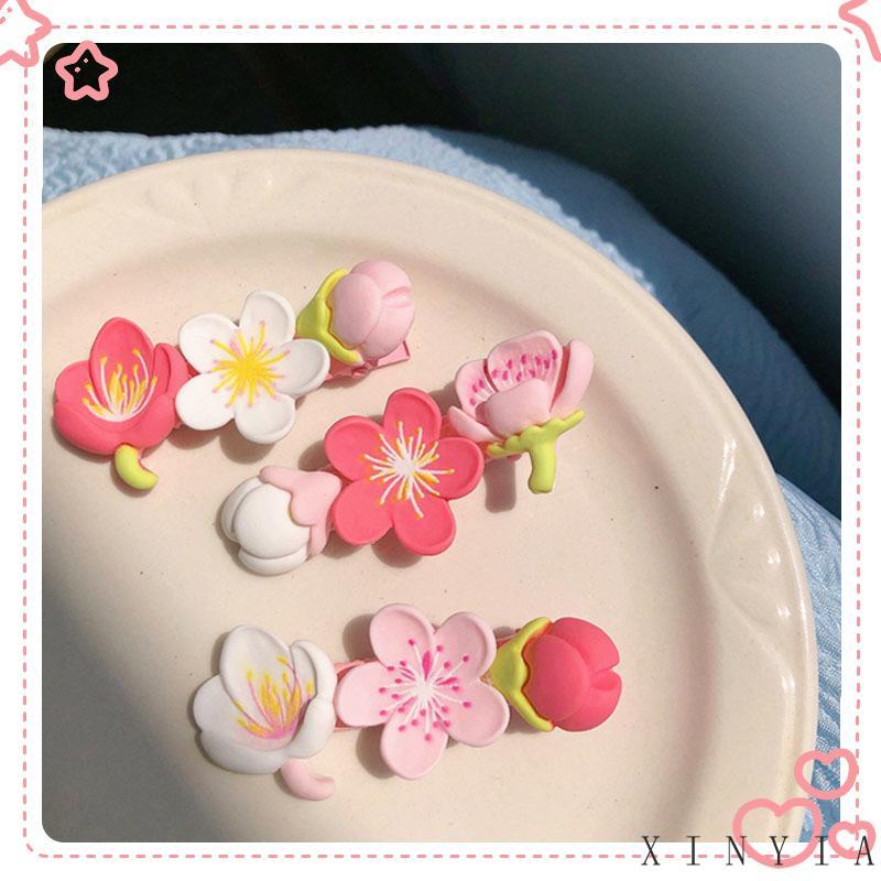 【Bayar di tempat】Pink Sakura Peach Blossom Jepit Rambut Hiasan Kepala Wanita Perempuan Manis Bunga Hair Clip Aksesoris Rambut