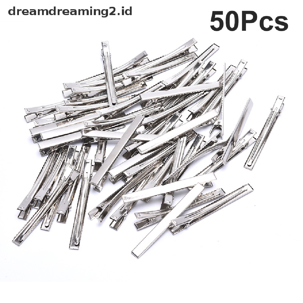 (dream) 50pc Silver Tone Metal Alligator Clip Penjepit Buaya Spring Clip Duckbill Clip//