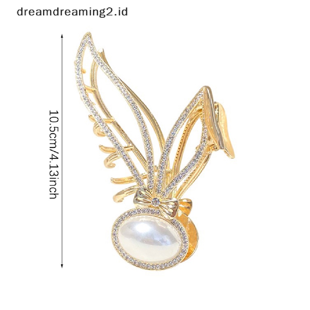 (dream) Women Rabbit Series Elegant Crystal Rabbit Ears Hair Clip Jepit Rambut Bunga Hiasan Kepala Ekor Kuda Untuk Wanita Hair Claw//