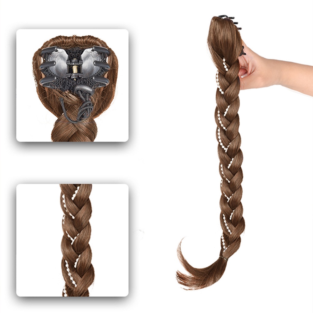 1pcs 50CM Mutiara Gelembung Ponytail Wig Untuk Wanita Manis Dan Keren Kepang Palsu Dengan Punch Braid Hair Extension