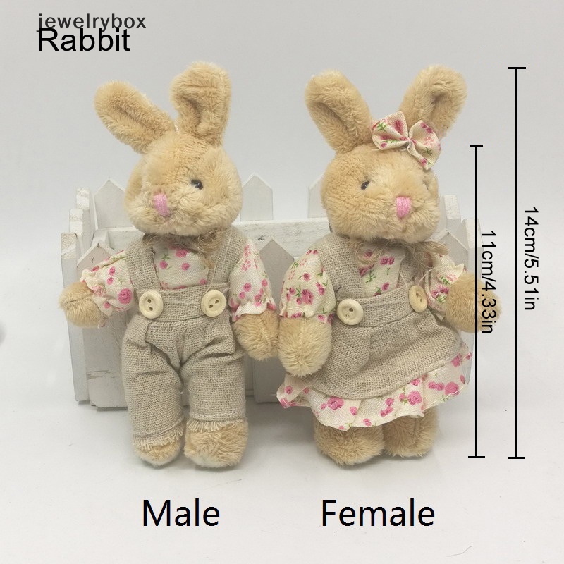 [jewelrybox] Couple Bear Rabbit Mainan Mewah2017Motif Bunga Kain Teddy Bear Rabbit Bunny Boneka Kunci Tas Liontin Pecinta Teman Hadiah 11cm 1pasang Butik