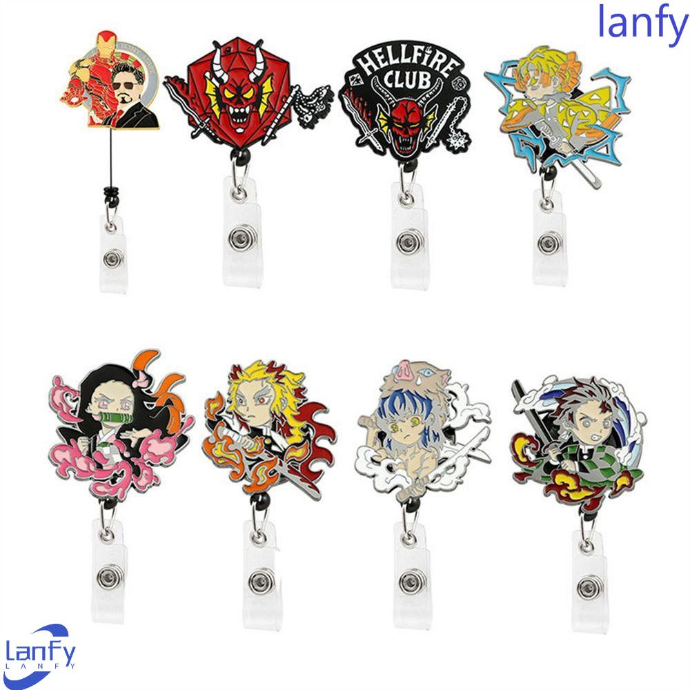 Lanfy Retractable Badge Reel Siswa Enamel Pin Dada Kartu Kimetsu No Yaiba ID Lanyard Stranger Things Nurse Badge Holder