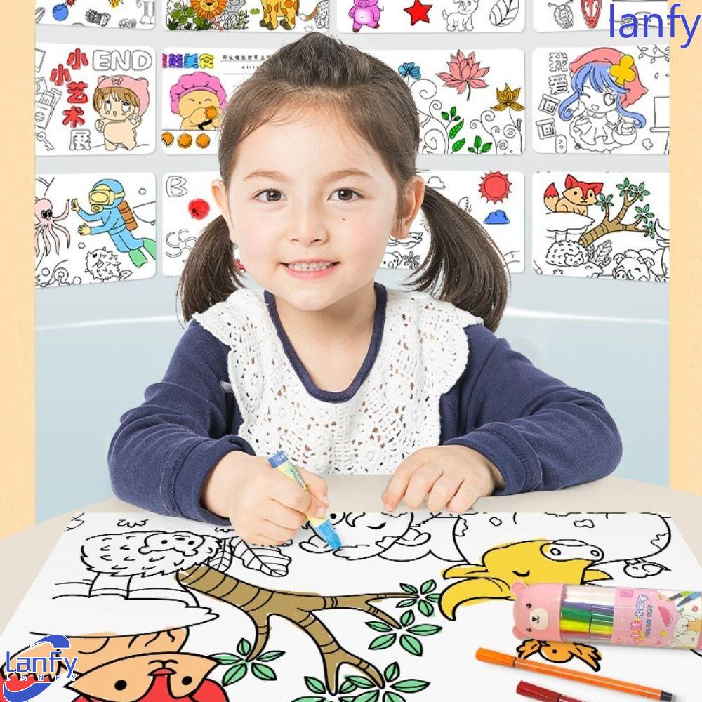 Lanfy Gulungan Gambar Anak Dewasa Children Gouache Art Mainan Mewarnai Graffiti Scrolls Drawing Scrolls Little Artist Color Filling Paper