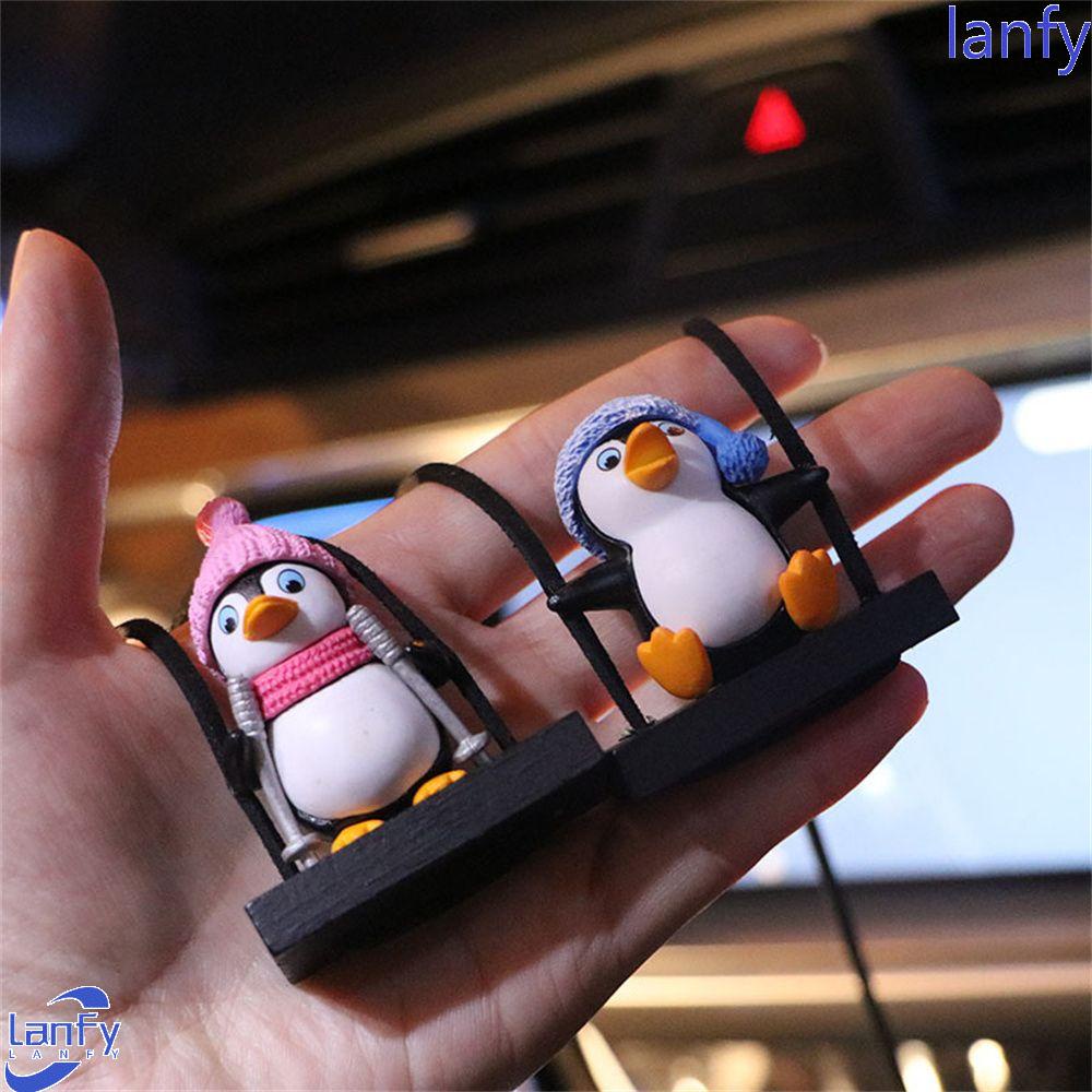 Lanfy Mobil Gantung Pendant Dekorasi Lucu Kartun Hewan Ornamen Mobil Spion Pinguin Ayunan Gantung