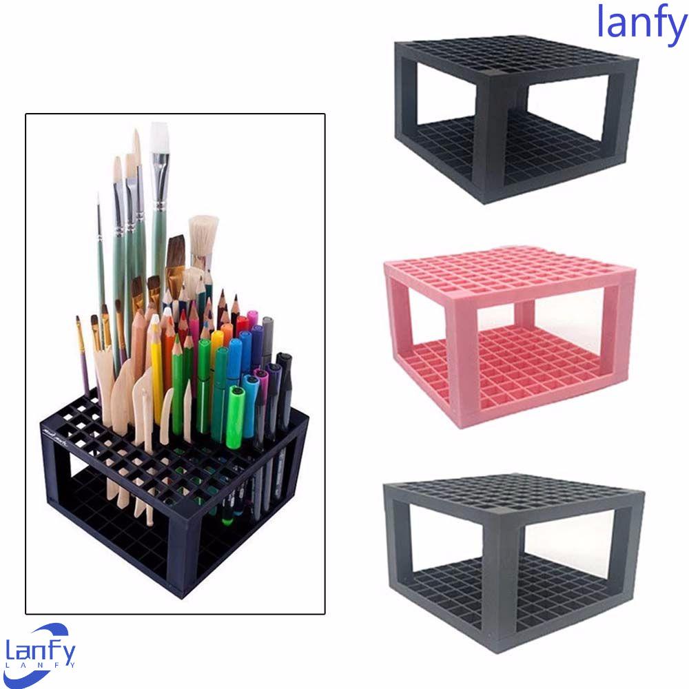 Lanfy 96-lubang Pensil Brush Holder Penyimpanan Rumah Memegang Rak Cat Brushes Holder Perlengkapan Lukisan Meja Stand Organizer