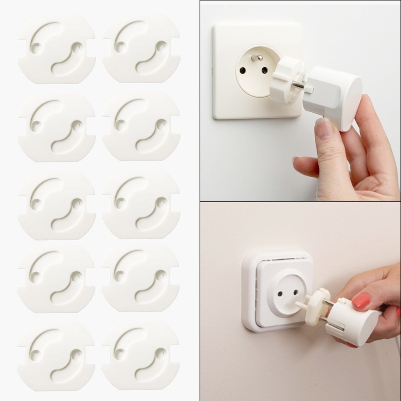 Stop Kontak Listrik EU Power Socket Bulat 2lubang Praktis Baby Safety Guard Protection Anti Colokan Shock Listrik Pelindung Cover Plastik Kunci Pengaman