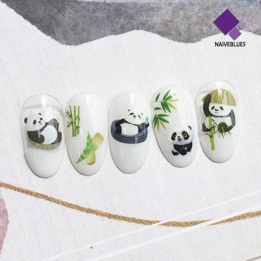 [naiveblues] Desain Daun Panda Lucu Stiker Kuku Tempel Hias Perekat Diri DIY Paper Art Stickers