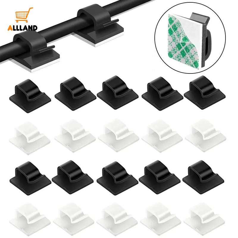 Portable Desktop Self Adhesive Square Plastic Electric Wire Clip/Telepon Komputer Penahan Kabel Data/Kabel Alat Rumah Serbaguna Gesper Tetap