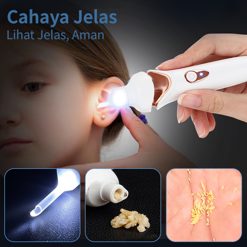 【COD】Alat Pembersih Telinga Bayi | Alat Pembersih Telinga Anak Bayi dan Dewasa / Pembersih Telinga Isi Ulang Elektrik Ear Pick Alat/ Korek Kuping LED Lampu Senter