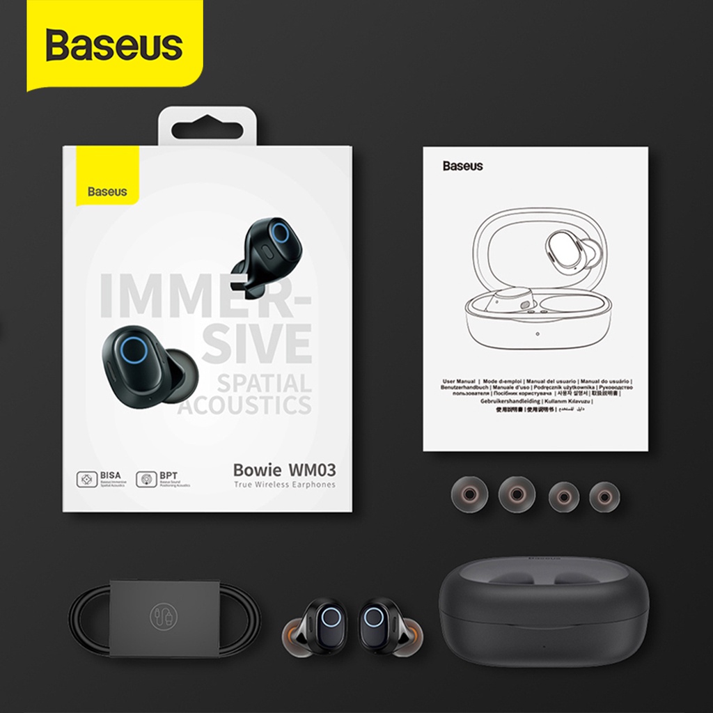 Baseus Bowie WM03 True Wireless Earphone Bluetooth Mini Earbud TWS 3D Spatial Audio