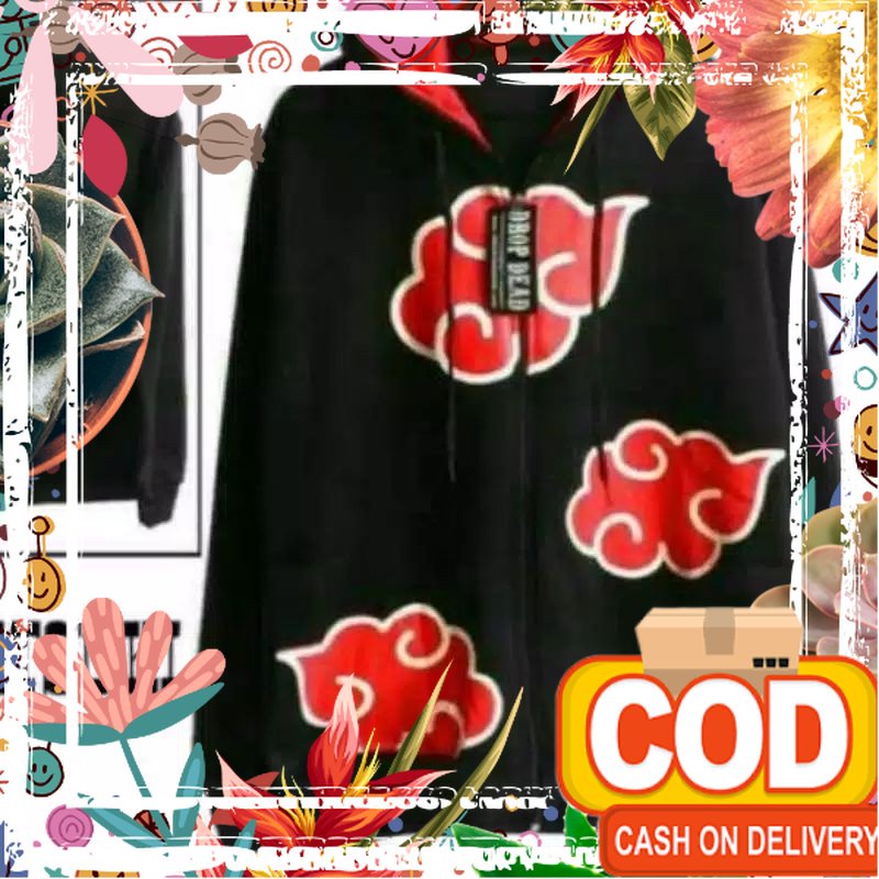 JAKET HOODIE PRIA AKATSUKI/JAKET HOODIE PRIA DISTRO ANIME NARUTO JUMBO XXL/ Produk Baru