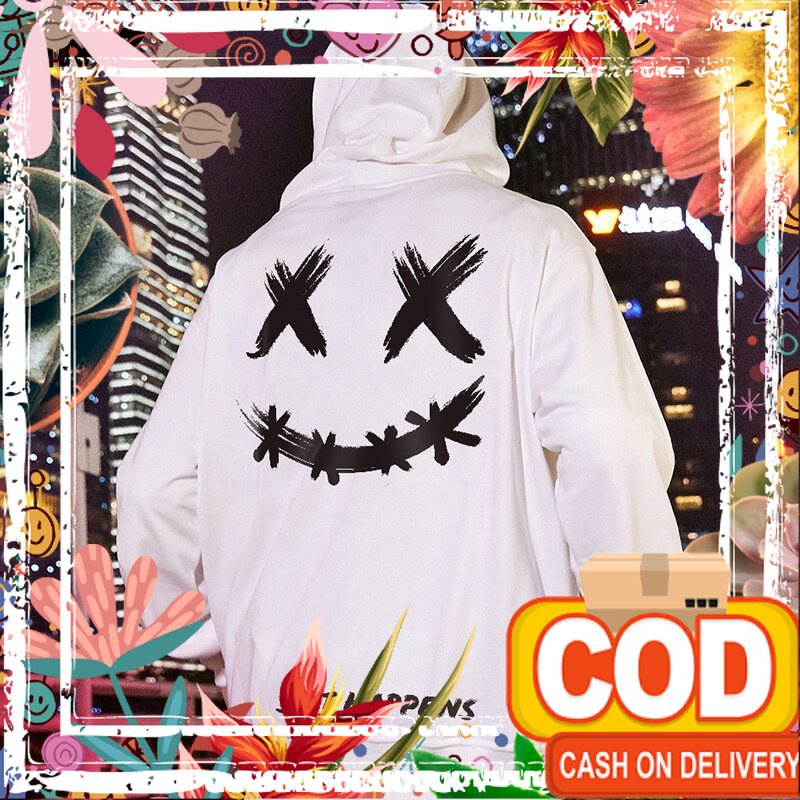 Jaket Sweater Hoodie Estetik Shit Happines Putih  Pria Wanita jumpper Hoodie polos Kualitas Distro/h