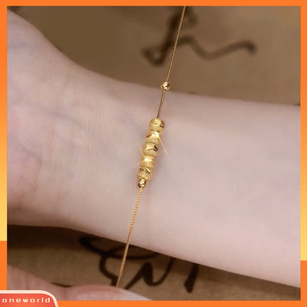 [EONE] Wanita Gelang Warna Emas Temperamen Ramping Elegan Adjustable Membawa Keberuntungan Paduan Transfer Manik-Manik Pesona Wanita Bangle Perhiasan Fashion