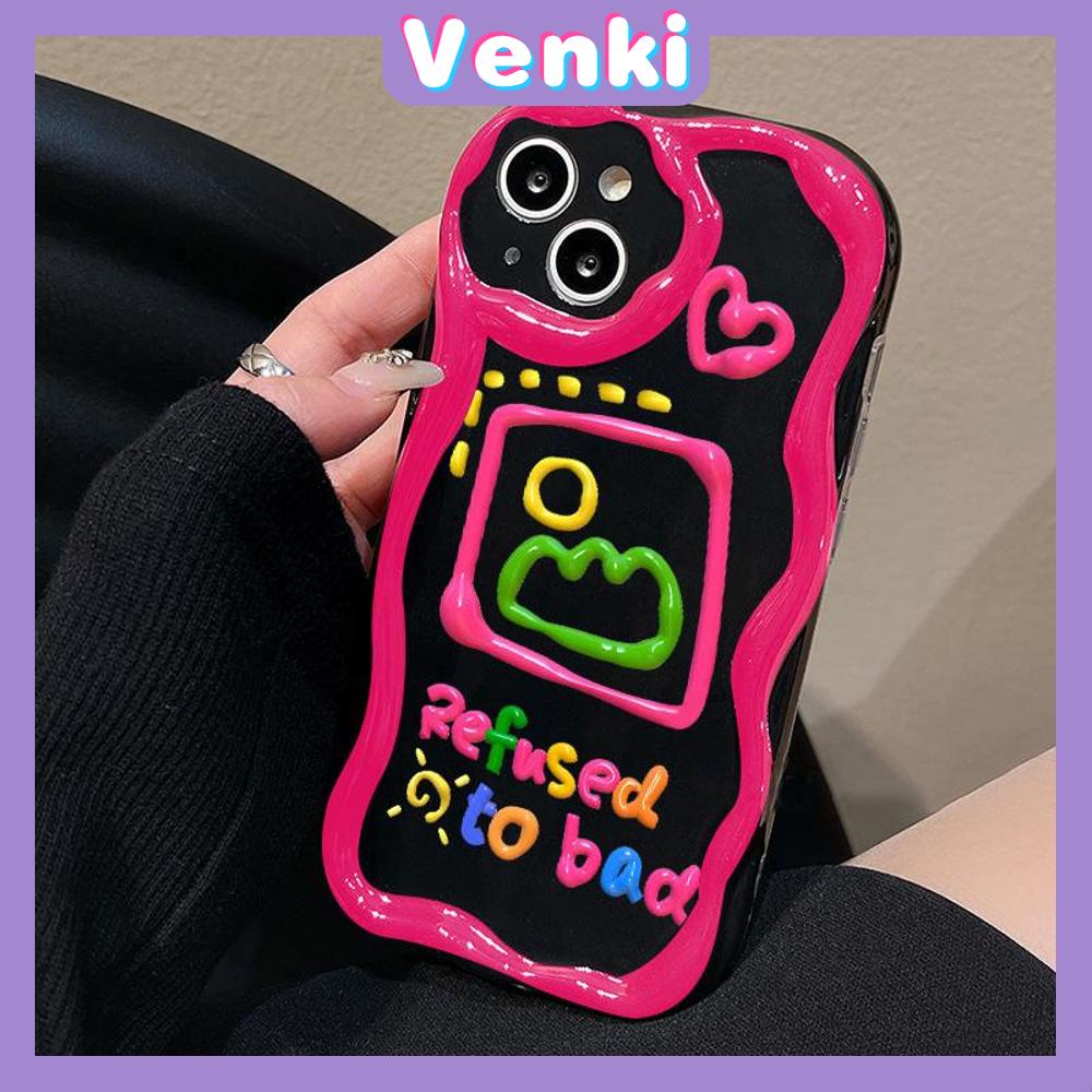 VENKI - For iPhone 11 iPhone Case 3D Curved Edge Wave Glossy Black TPU Airbag Shockproof Camera Cover Purple Bunny Compatible with iPhone 14 13 Pro max 12 Pro Max xr xs max 7 8Plus