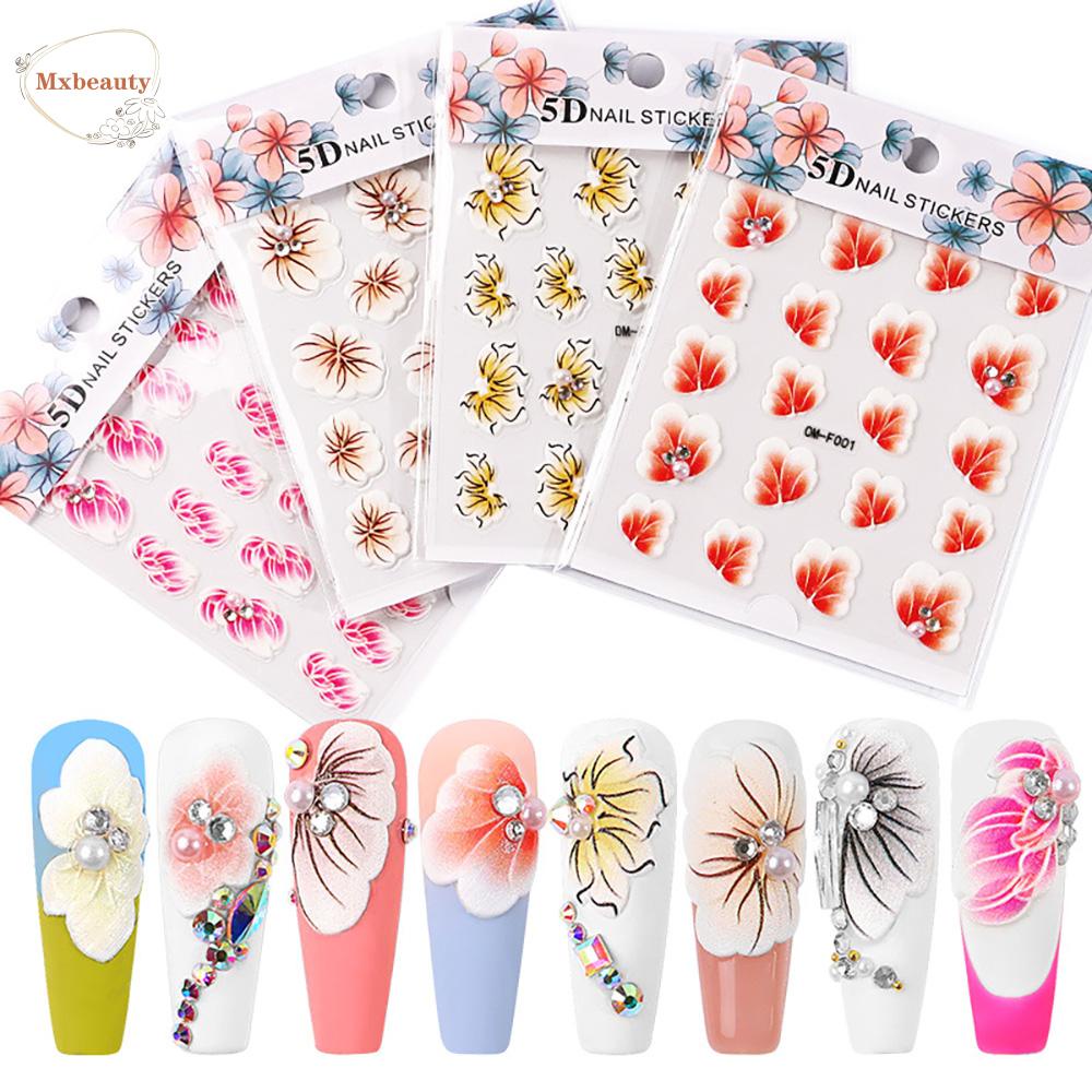Mxbeauty Dekorasi Nail Art 5D Perekat Diri Tahan Air Manicure Decals
