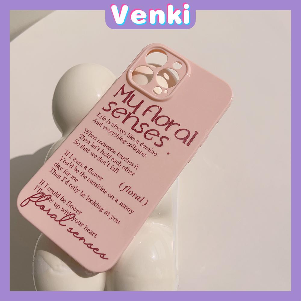VENKI - For iPhone 11 iPhone Case Pink Glossy Film TPU Soft Case Shockproof Photo Cover Protection Simple English Compatible with iPhone 14 13 Pro max 12 Pro Max xr xs max 7 8Plus
