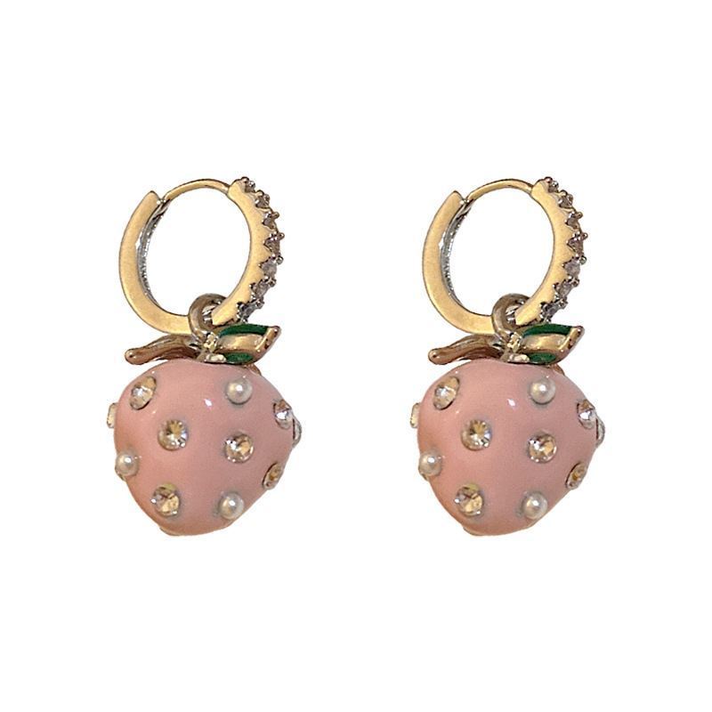 Zirkon Strawberry Anting Temperamen Fashion Korea Temperamen Aksesoris Telinga