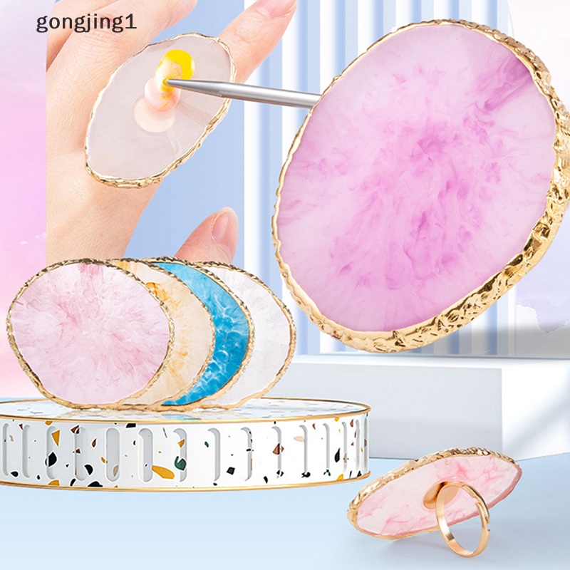 Ggg 1Pc Resin Batu Palet Kutek Jari Cincin Piring Nail Art Paing DIY Art ID