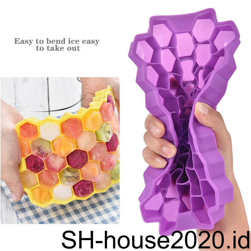 Cetakan Es Silikon DIY Puding Jelly Cube Tray 37kisi Honeycomb Ice