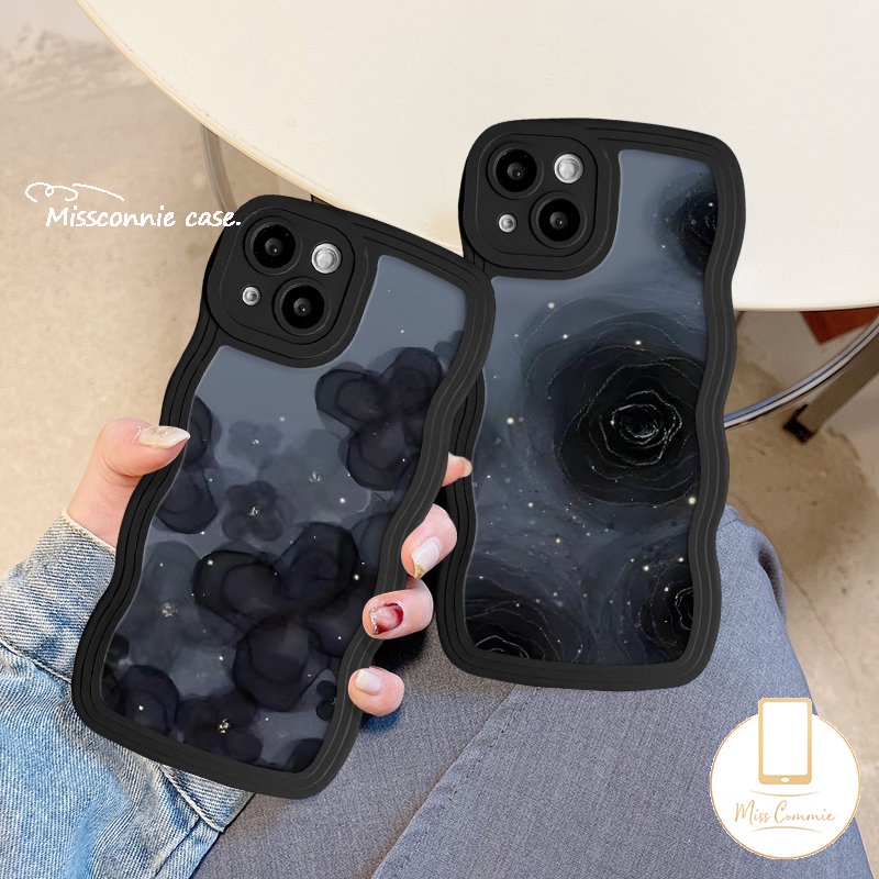 Casing Motif Bunga Tepi Bergelombang Untuk Redmi Note11 9s 8 11 10s 9 11s 10 Pro POCO M3 X3 NFC Pro Redmi 9 10C 9C 12C 9A A1 10A 9T 10 A1+Mi 11T Pro Art Vintage Retro Bunga Mawar Sarung Soft Cover Tpu