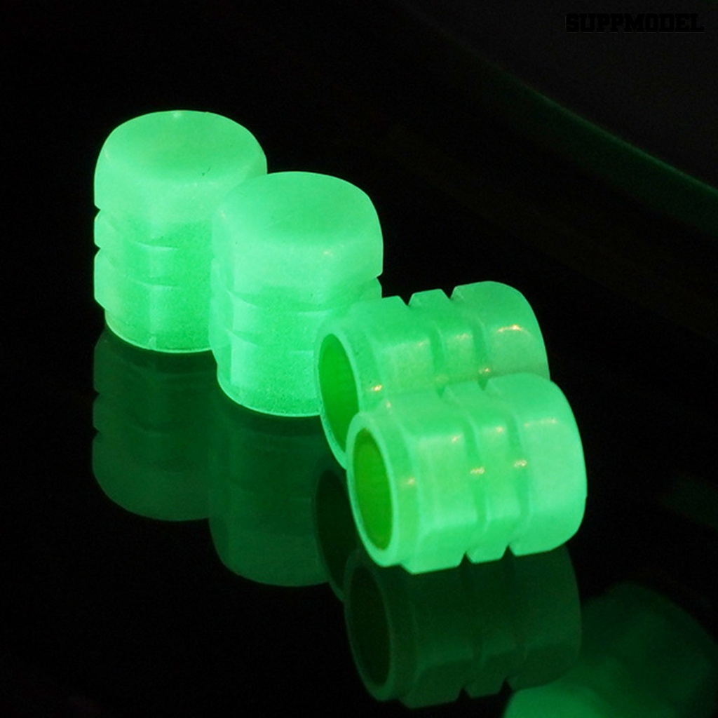 [SM Otomatis] 4Pcs Tutup Katup Udara Ban Anti Debu Aksesoris ABS Roda Hub Penutup Katup Glowing Untuk Mobil
