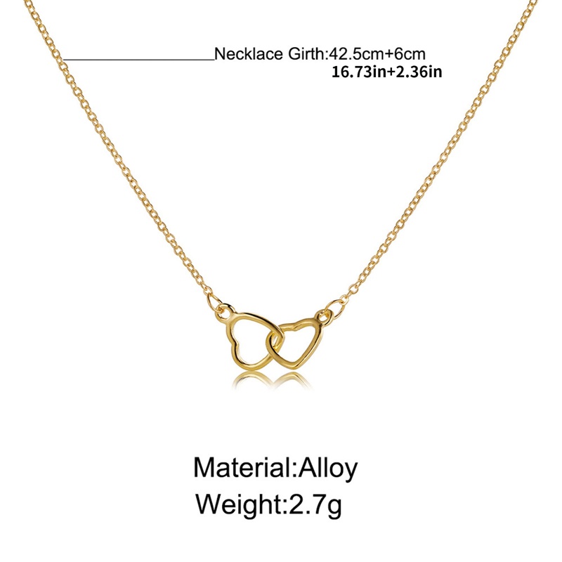 925 Sterling Silver Double Heart Choker Necklace Untuk Wanita Gadis Pesta Klavikula Rantai Kalung Hadiah Perhiasan