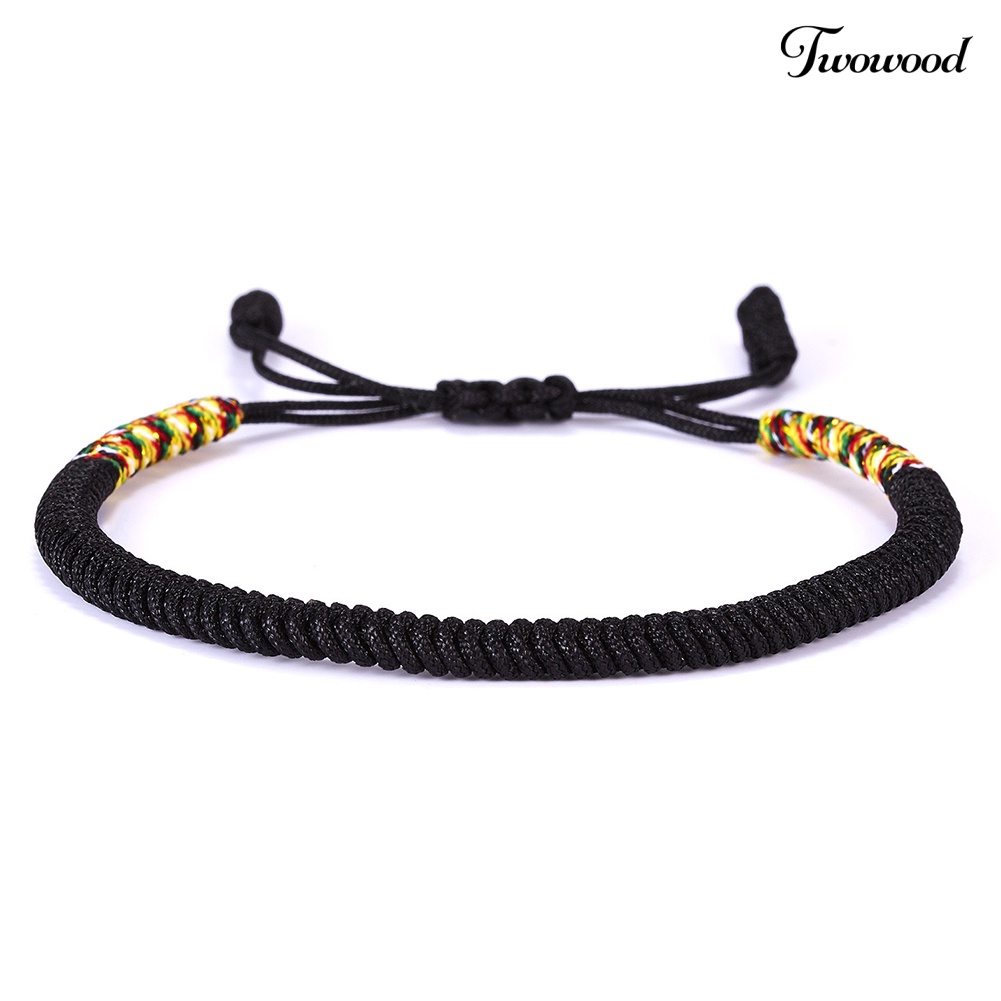 Twowood Wanita Pria Handmade Simpul Braided Rope Gelang Adjustable Beruntung Bangle Perhiasan