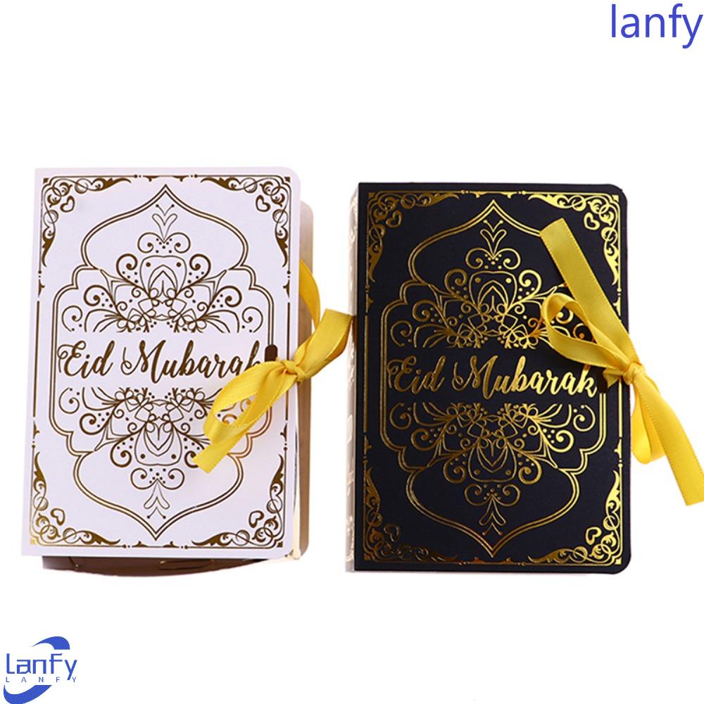 Lanfy Candy Box Putih Bentuk Buku Coklat Eid Mubarak Kotak Kemasan Muslim Islami