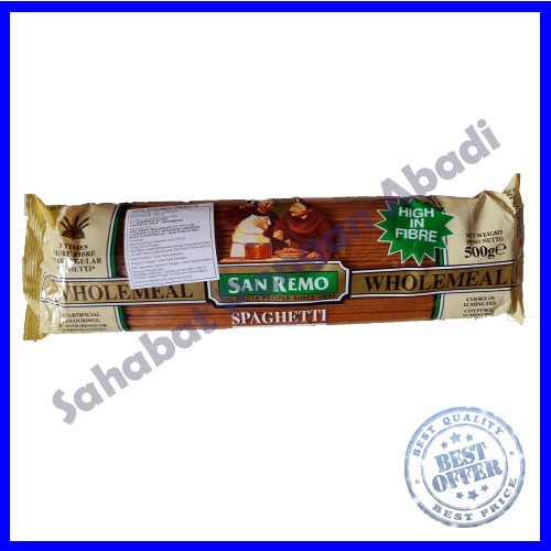 

B587 San Remo Pasta Spaghetti Spagheti Spageti Wholemeal 500Gr