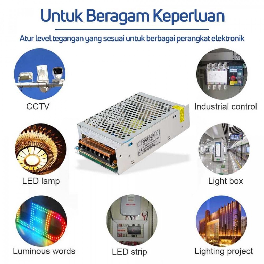 Trafo Adaptor Power Supply Switching 12V 10A for Modul LED CCTV Router