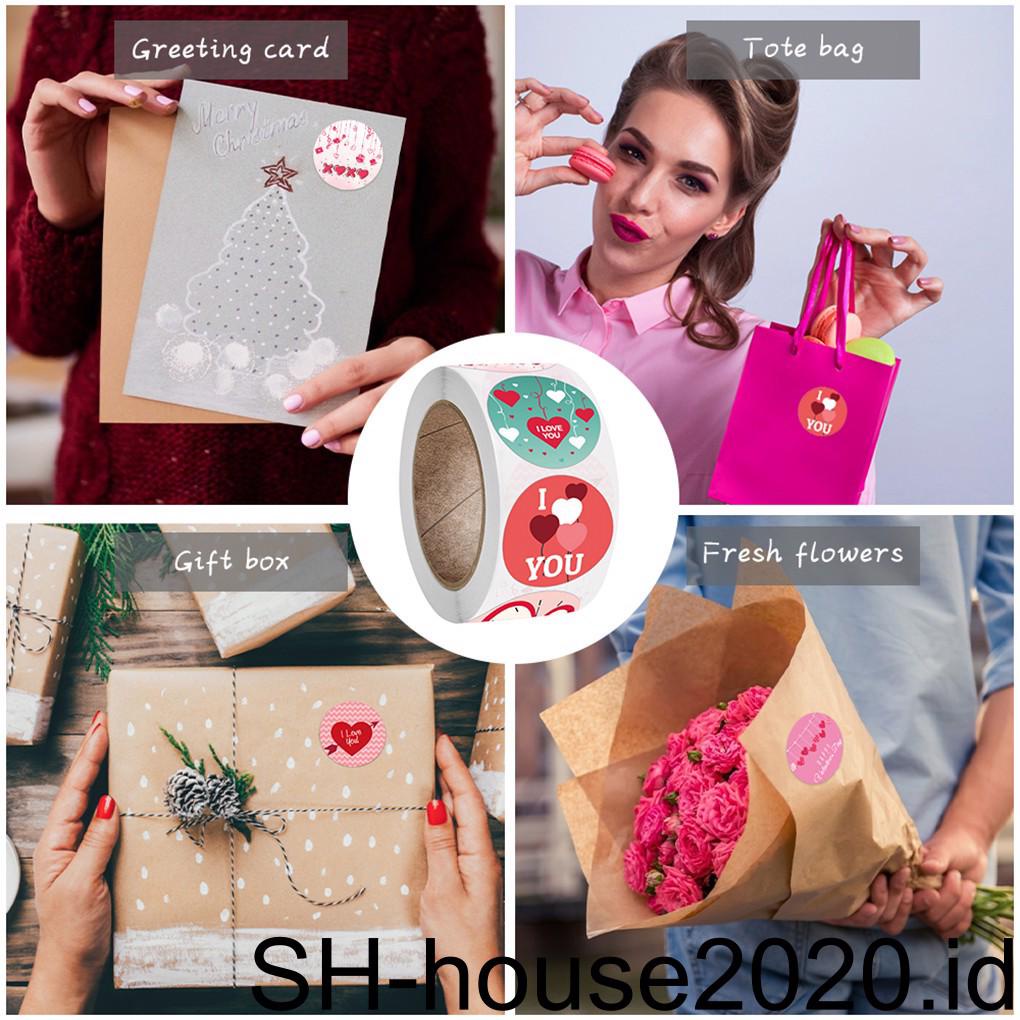 500pcs/roll Stiker Hati Bulat Label Kue Tas Penyimpanan DIY