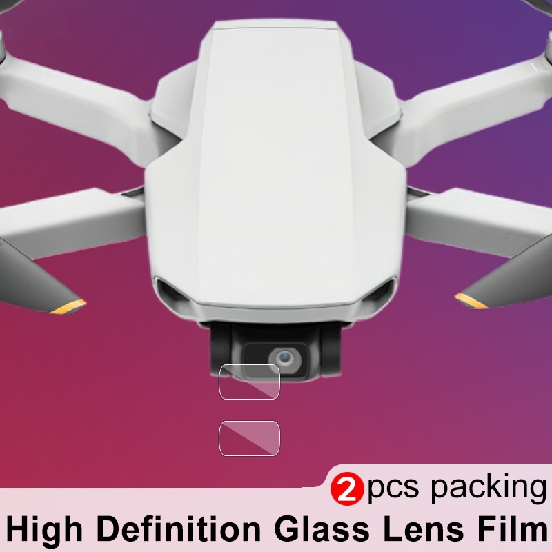 2pcs Transparan Bening Oleophobic Hydrophobic Pelindung Lensa Kamera HD Tempered Glass Drone Lens Film Aksesoris Pelindung Untuk DJI Mini2 SE