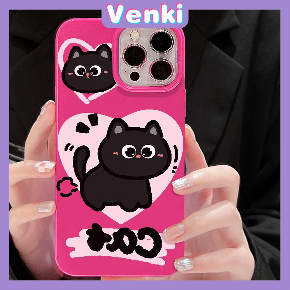 VENKI - For iPhone 11 iPhone Case Red Glossy TPU Soft Case Shockproof Protection Camera Cute Love Black Cat Compatible with iPhone 14 13 Pro max 12 Pro Max xr xs max 7Plus 8Plus