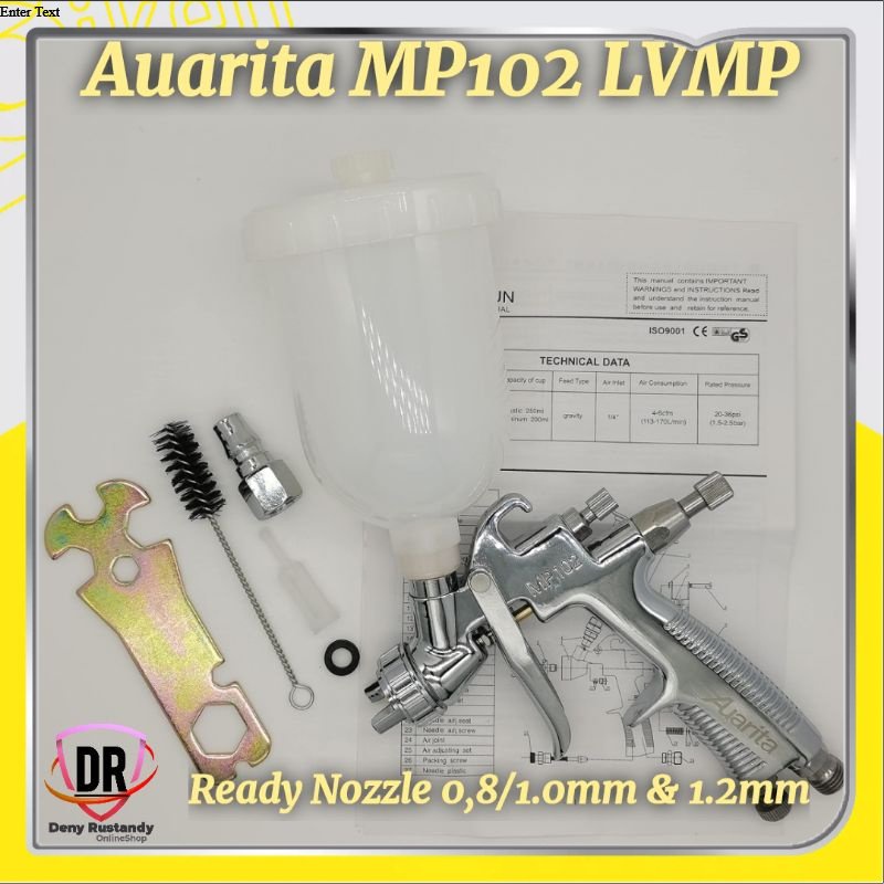 Spray Gun Auarita MP102 Mini LVMP Nozzle 0.8mm 1.0mm dan 1,2mm