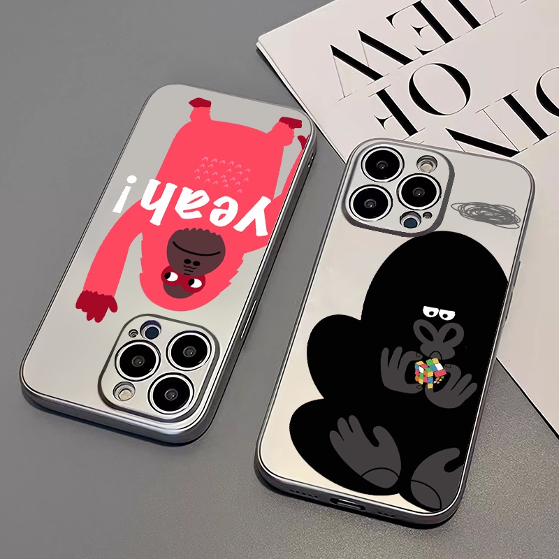 IPHONE King Kong Electroplate Case Kompatibel Untuk Iphone11 14 13 12 Pro XS Max XR X8 7 6S Plus Mini Lembut Casing Ponsel TPU Silikon Shockproof Cover