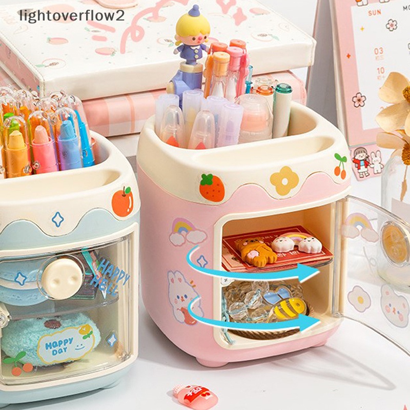 [lightoverflow2] Kawaii Pig Storage Box Kapasitas Besar Tempat Pulpen Kamar Tidur Kamar Mandi Kotak Organizer Alat Tulis Kantor Sekolah Makeup Brush Bucket [ID]