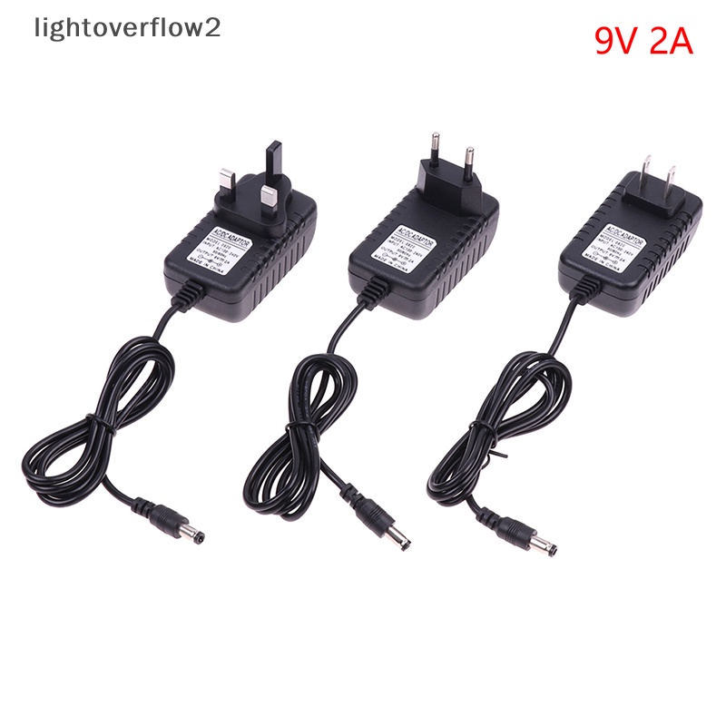 [lightoverflow2] Ac/dc 9V 2A Switching Power Supply Adapter Polarity Terbalik Negatif Luar Plug EU US UK 5.5mm x 2.1mm-2.5mm [ID]