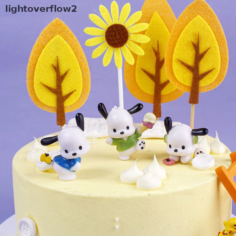 [lightoverflow2] 5pcs/set Kawaii Sanrios Anime Pochacco PC Dog Ornaments Q Version Gacha PVC Angka DIY Patch Aksesoris Boneka Hadiah [ID]